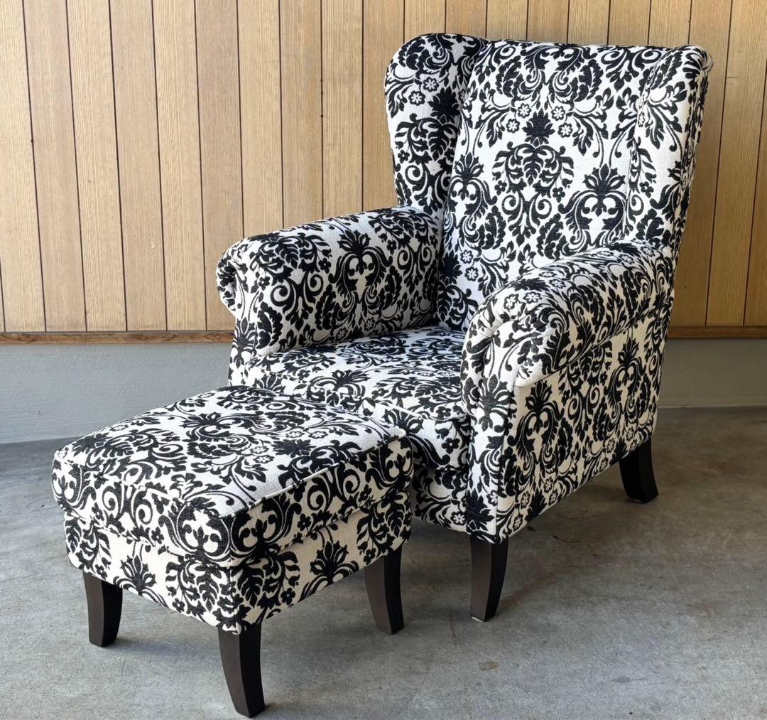 【ドイツ 定価25万 IDC大塚家具 ドミシール 1人掛けソファ オットマン付き