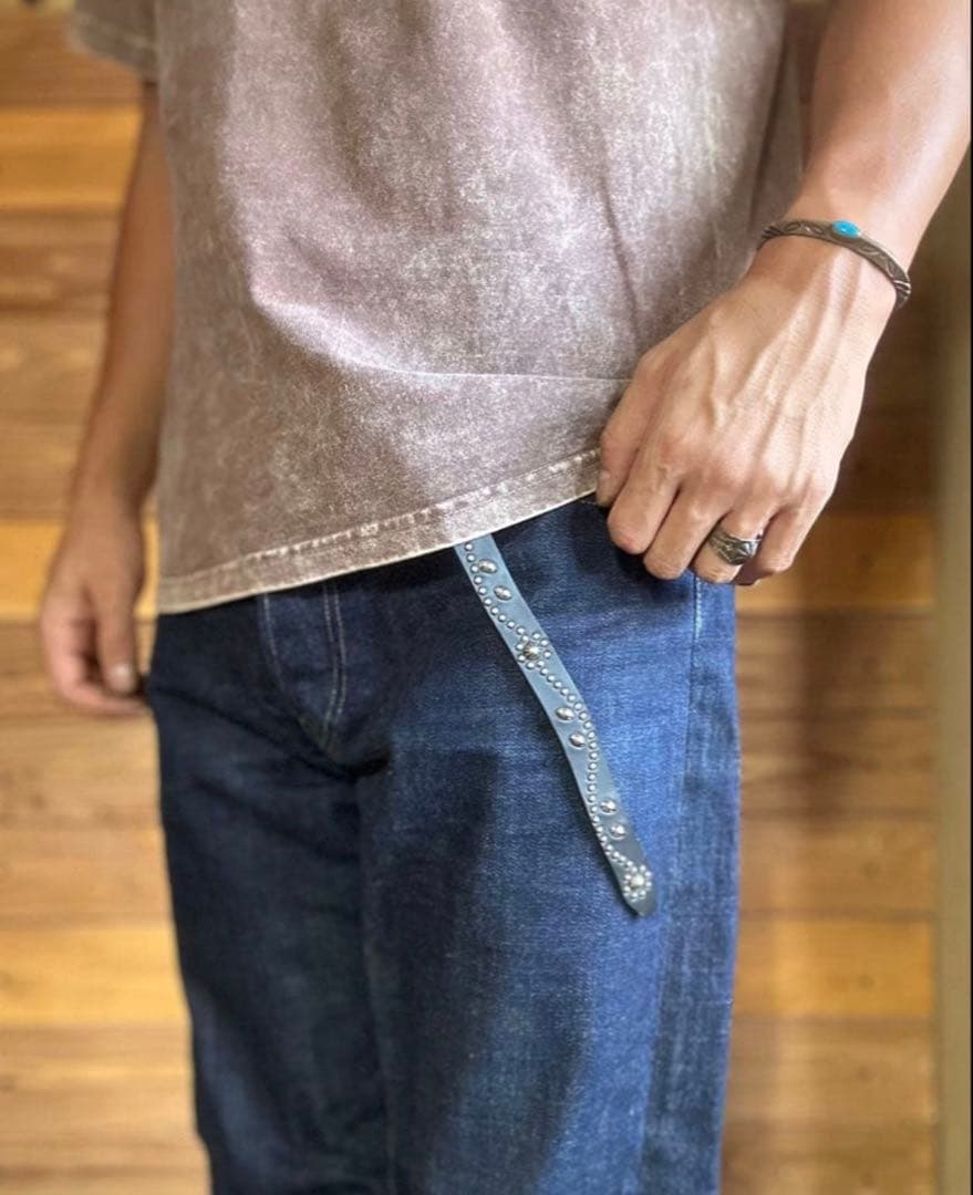 【新品未使用】スタッズナローベルト18mm幅 ダブルリーフhtcナロー好き