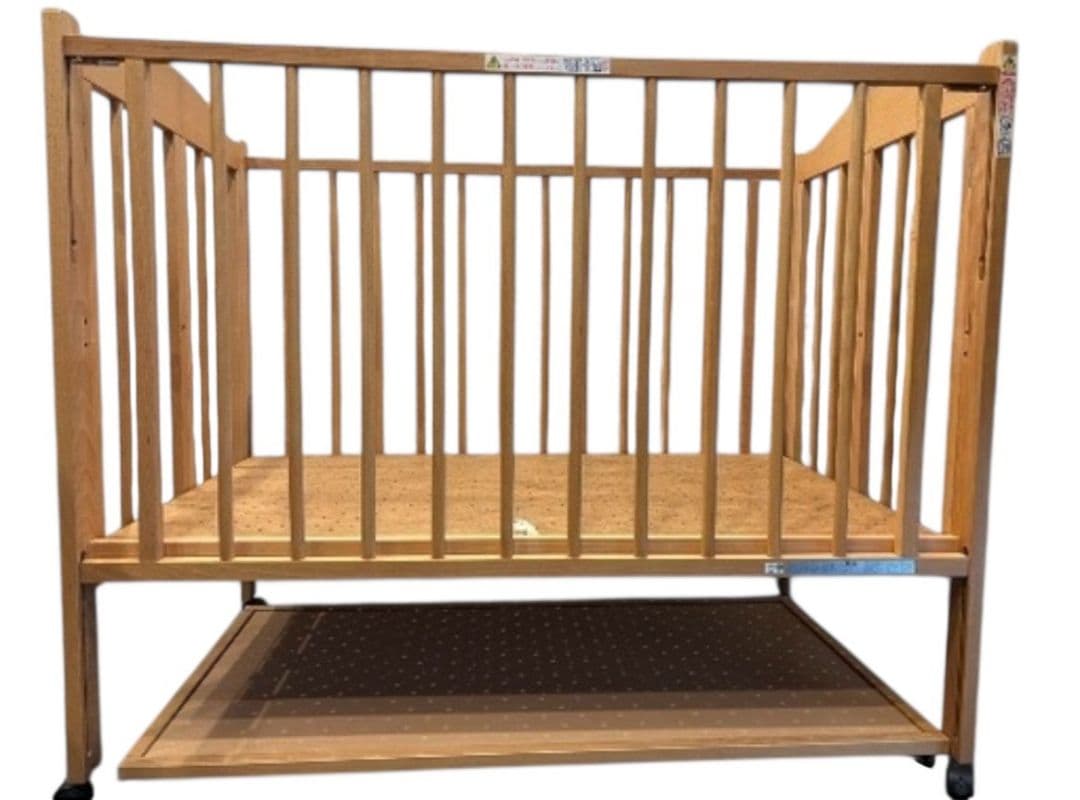 石崎家具 スリーピー 折りたたみ式 ベビーベッド 収納棚付き 高さ調整可