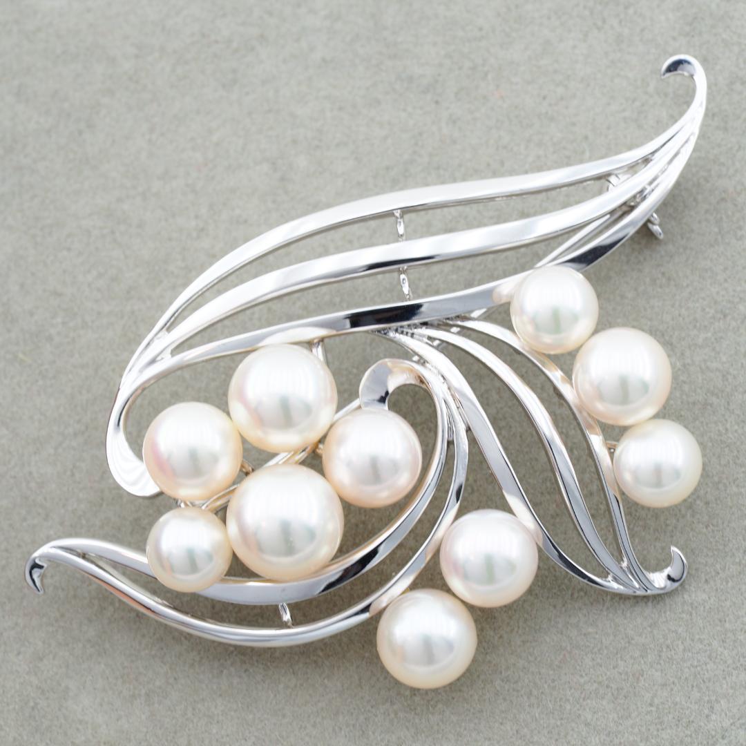 ミキモト ブローチ アコヤ真珠 パール 5.5-7.5mm シルバー