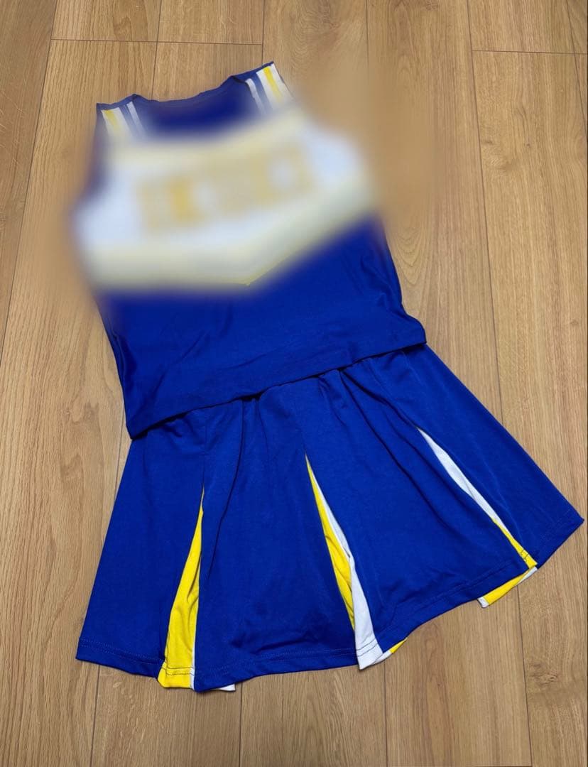 高校 チアリーディングウェア 青 白 黄 スカート チアユニフォーム