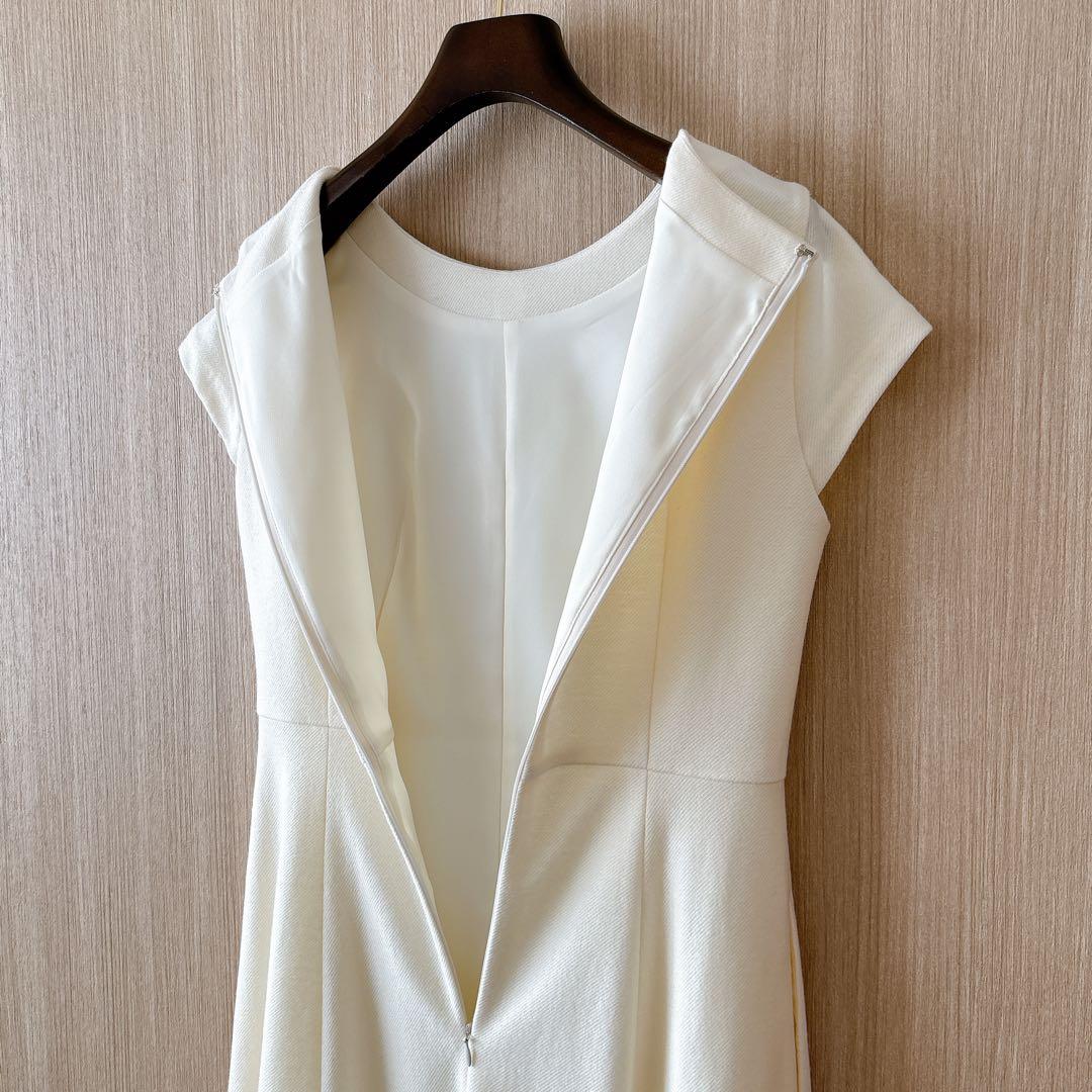 【969】アナイ　ウールツイルジャージフレアワンピース　アイボリー　38