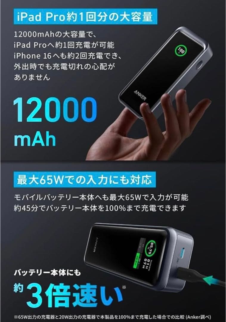 Anker Prime Power Bank (12000mAh, 130W）