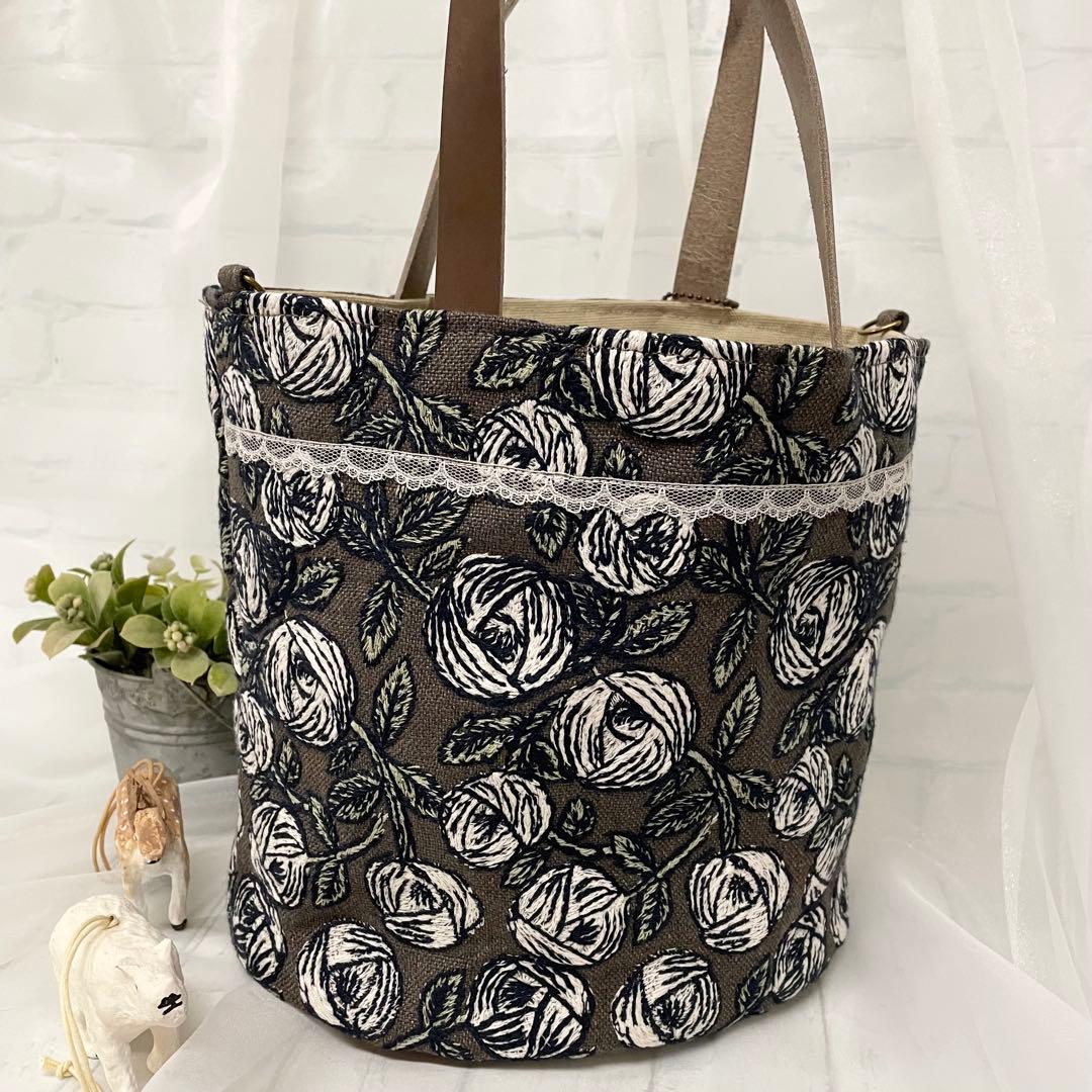 ハンドメイド　バケツトートバッグ　ミナペルホネン rosy 453