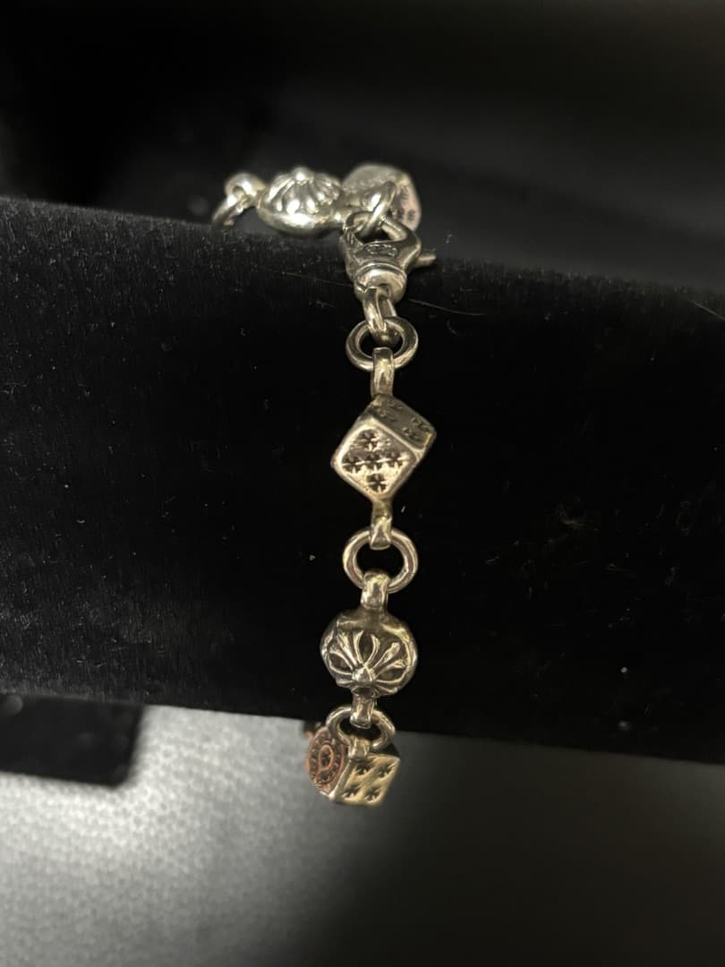 38g！ダイス&クロスボール シルバー925サイコロ　ダイスブレスレット メンズ