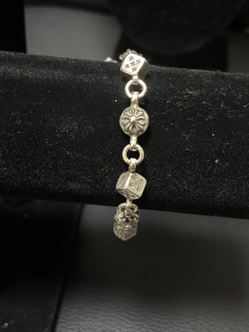 38g！ダイス&クロスボール シルバー925サイコロ　ダイスブレスレット メンズ