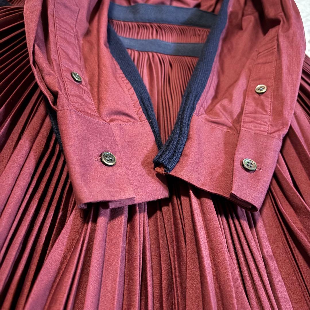 サカイ 2016AW ニット プリーツ パッチワーク ドッキングワンピース