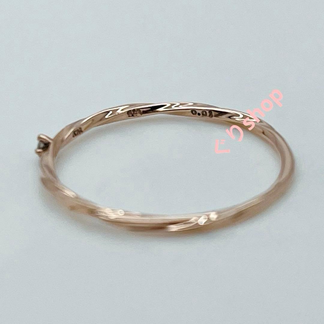 ete K10 ピンクゴールド ツイストダイヤモンド リング 15号