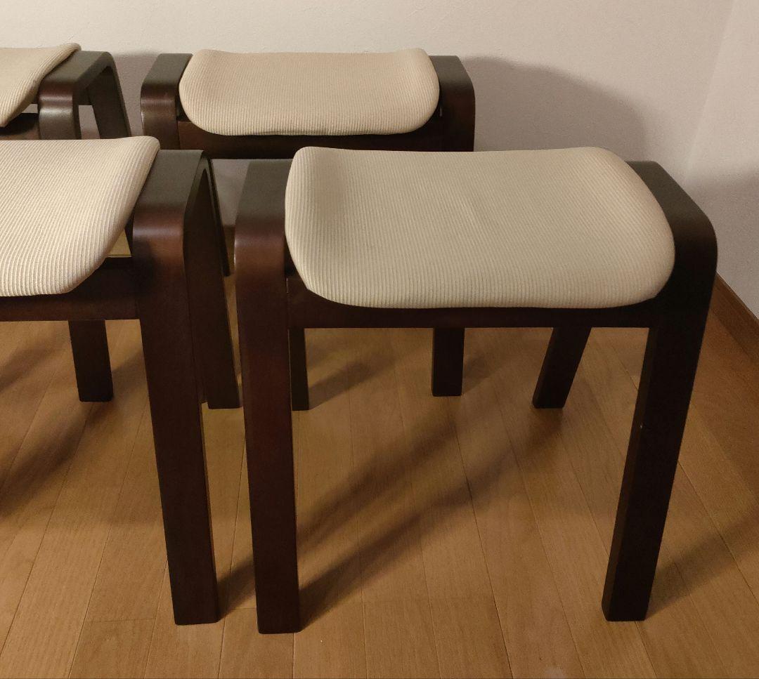 三聖 曲木スツール 木製 スタッキングチェア 4脚セット まとめ売り