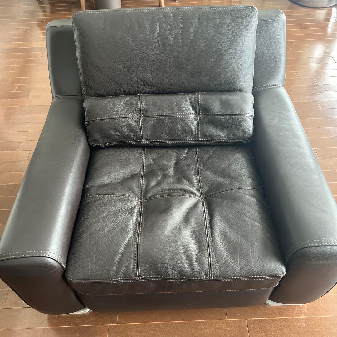 ‼️みいページ‼️CONTEMPO イタリア製本革ソファ 1人掛けソファ