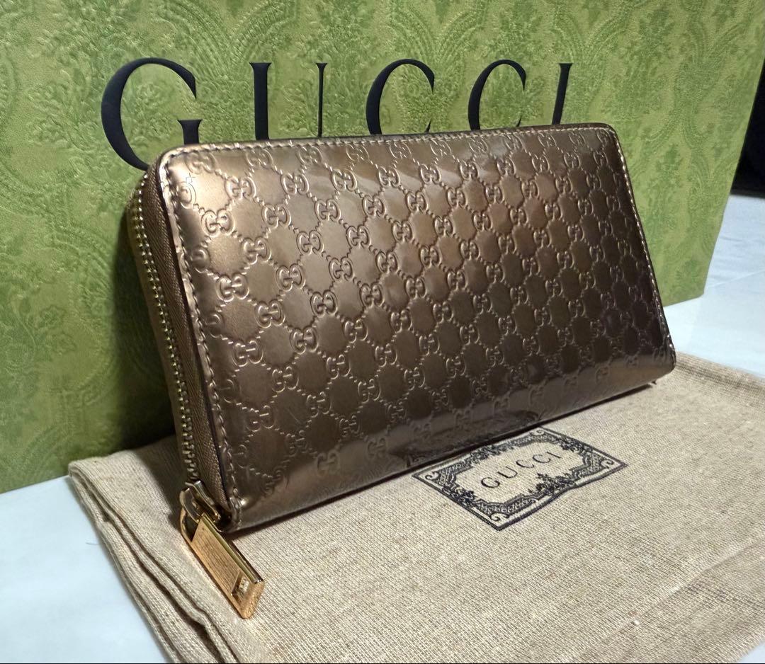 極美品‼️ GUCCI 長財布 グッチ ラウンドファスナー レザー