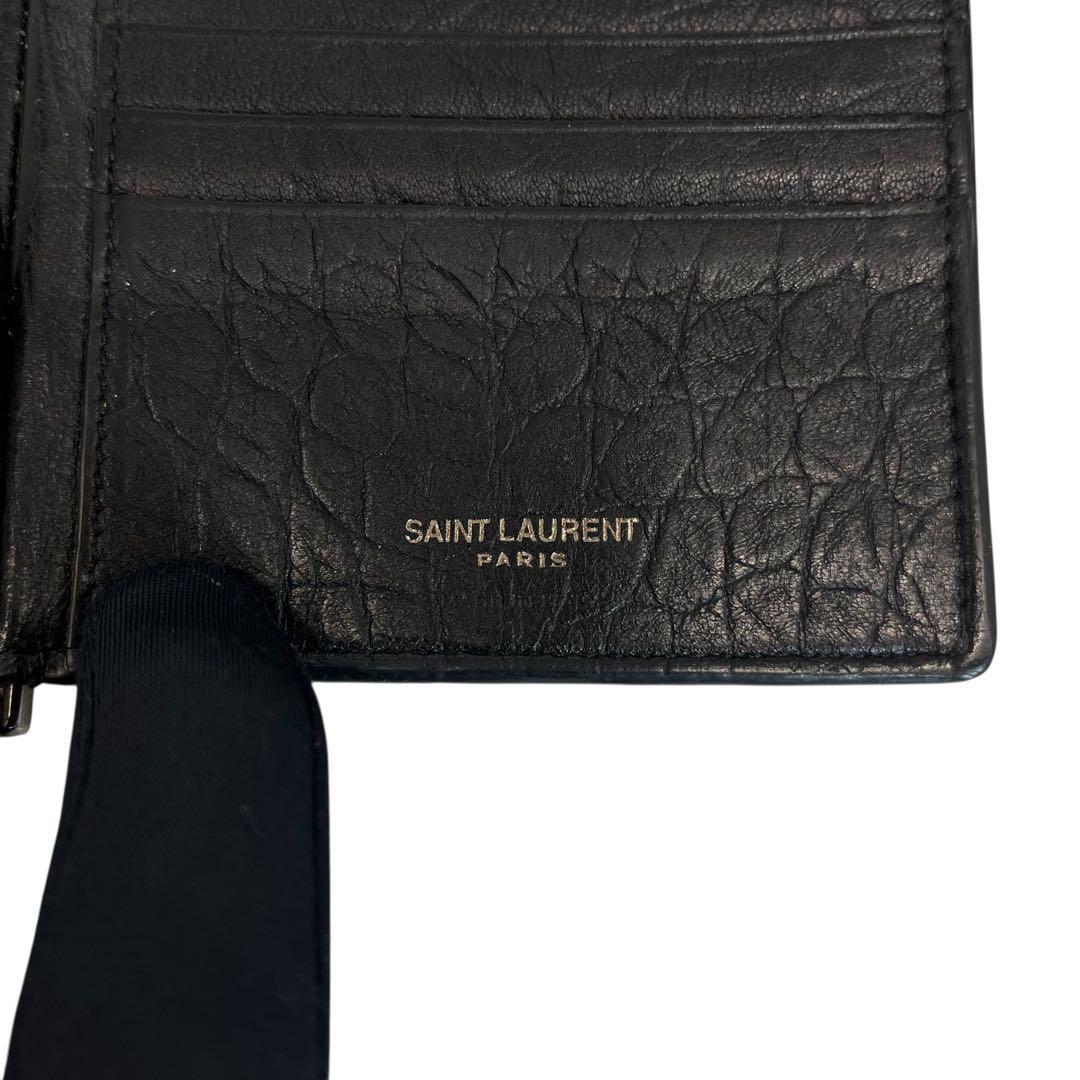 希少品✨サンローラン マネークリップ 札入れ YSL クロコ型押し 黒
