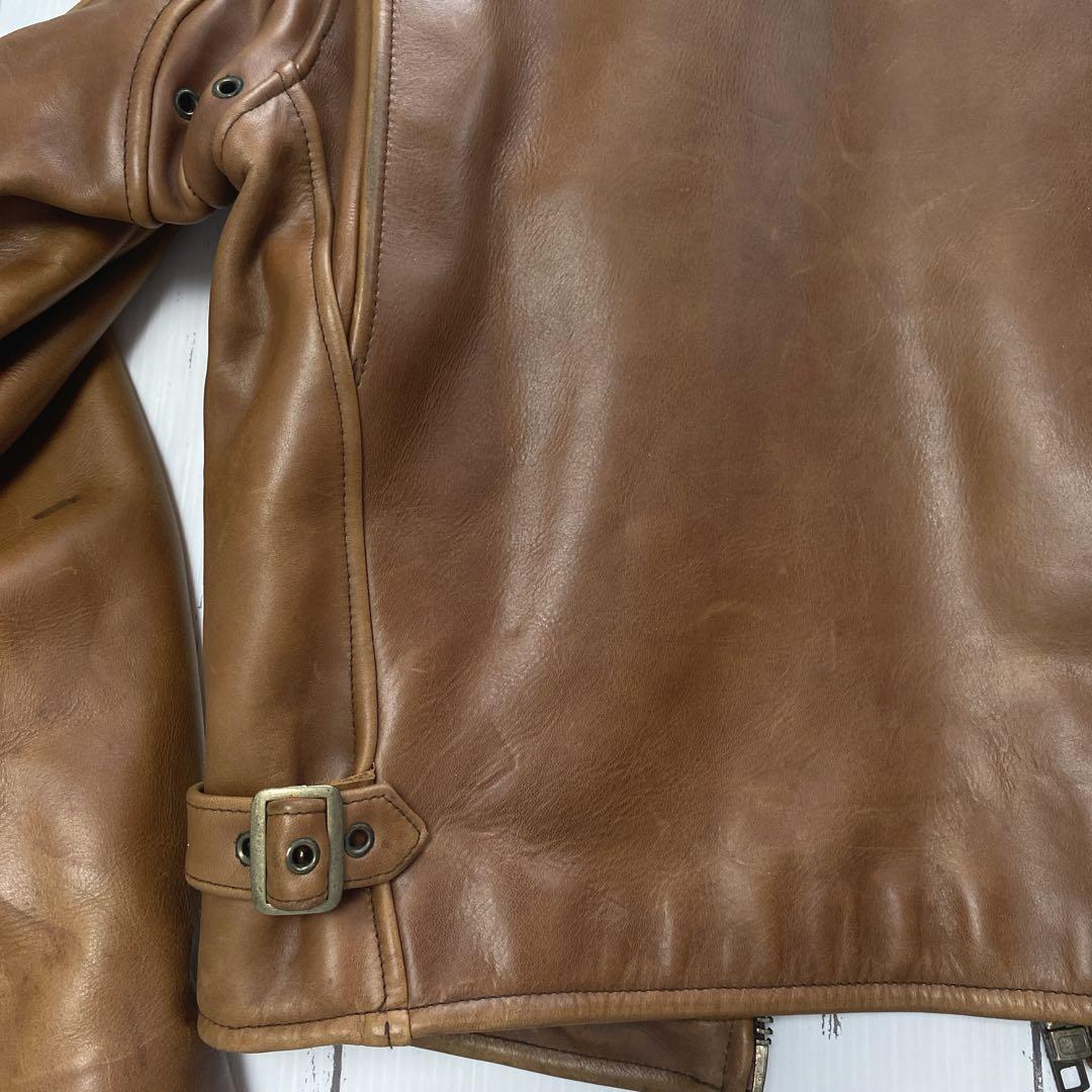 シングルライダース　レザー キャメル　TALON 牛革　ジャケット　ブラウン