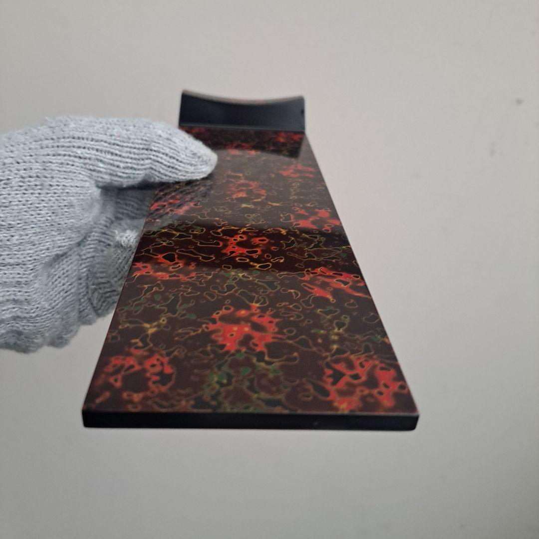 【津軽塗　唐塗　8寸\"箸置き×5客】天然木製　未使用品