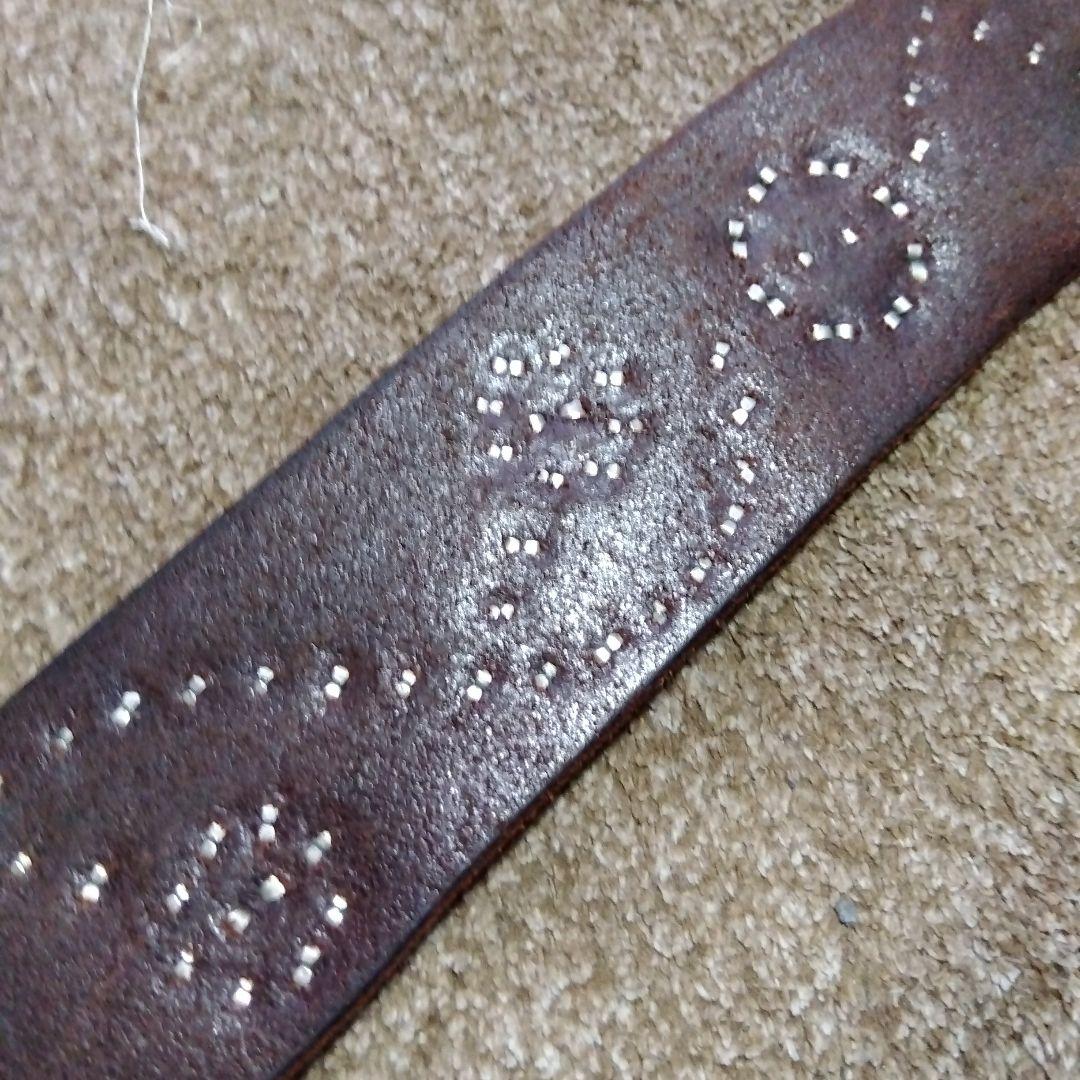 32inch HTC ターコイズ フラワー レザー スタッズベルト ブラウン