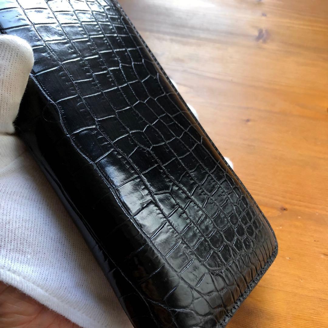 【クロコ1枚革】クロコダイル 最高級長財布 サイフ メンズ ワニ革 レザー