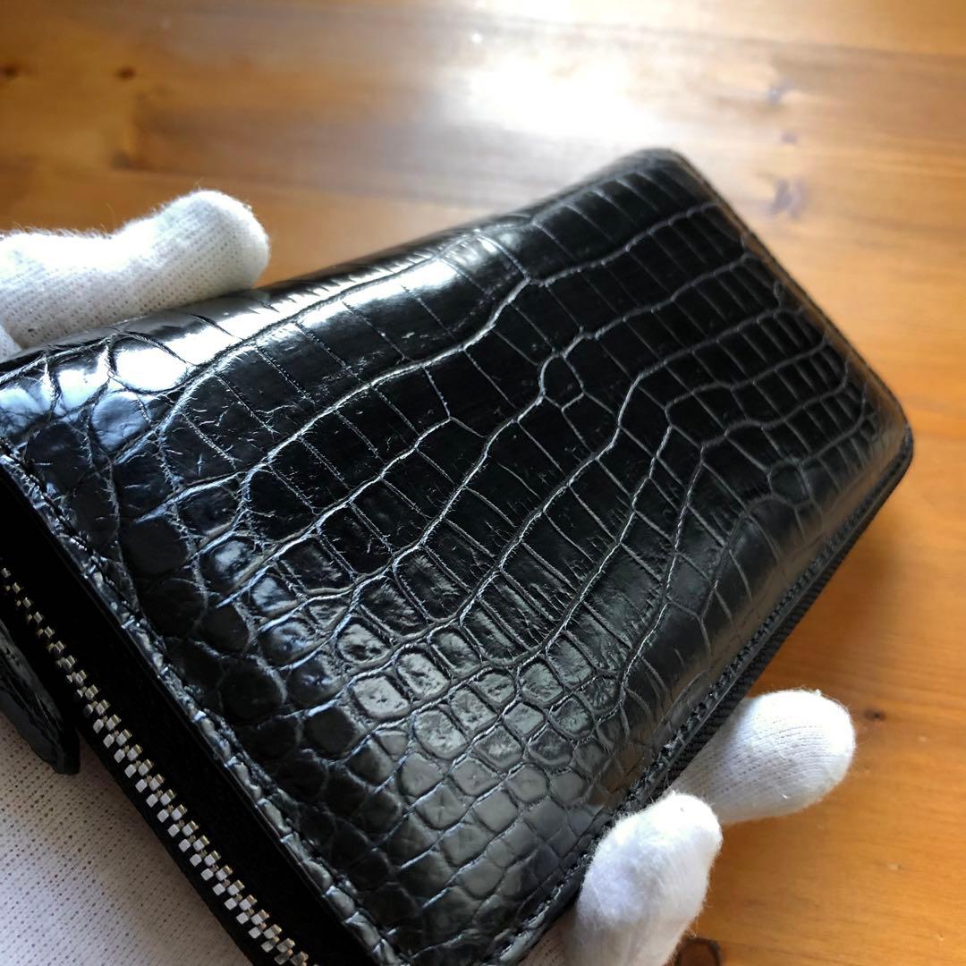 【クロコ1枚革】クロコダイル 最高級長財布 サイフ メンズ ワニ革 レザー