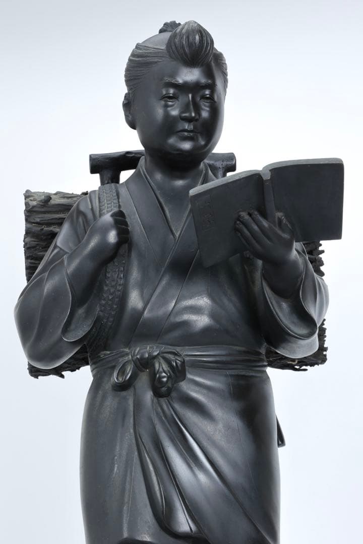 r*3様 二宮金次郎像 青銅製ブロンズ像 特大80cm 陽峰作 時代物 古美術