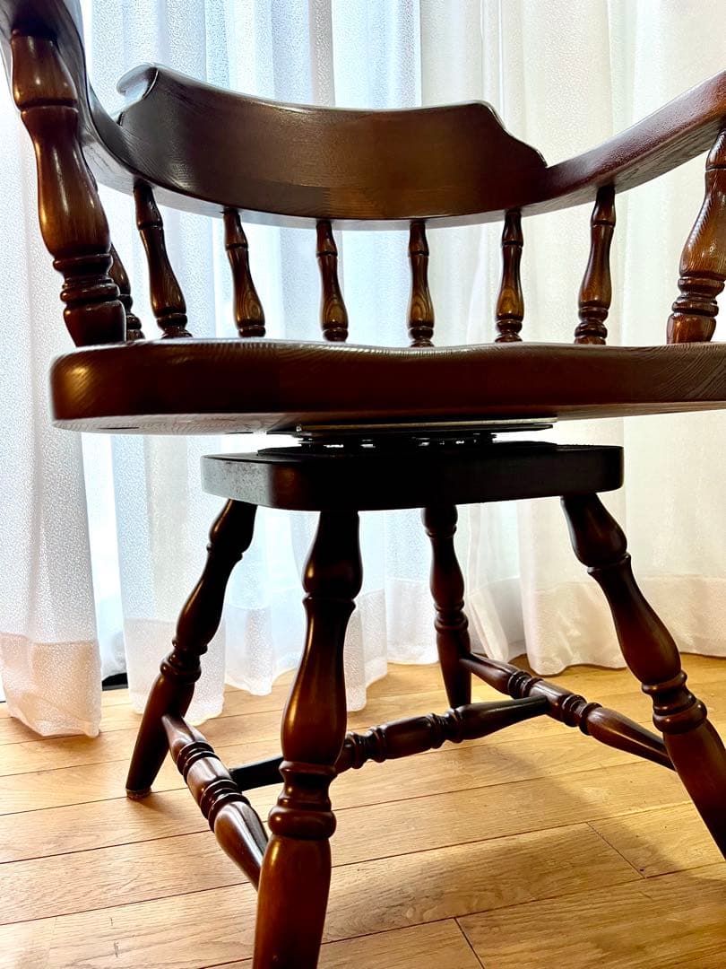 高級 オーク材 回転式アームチェア②