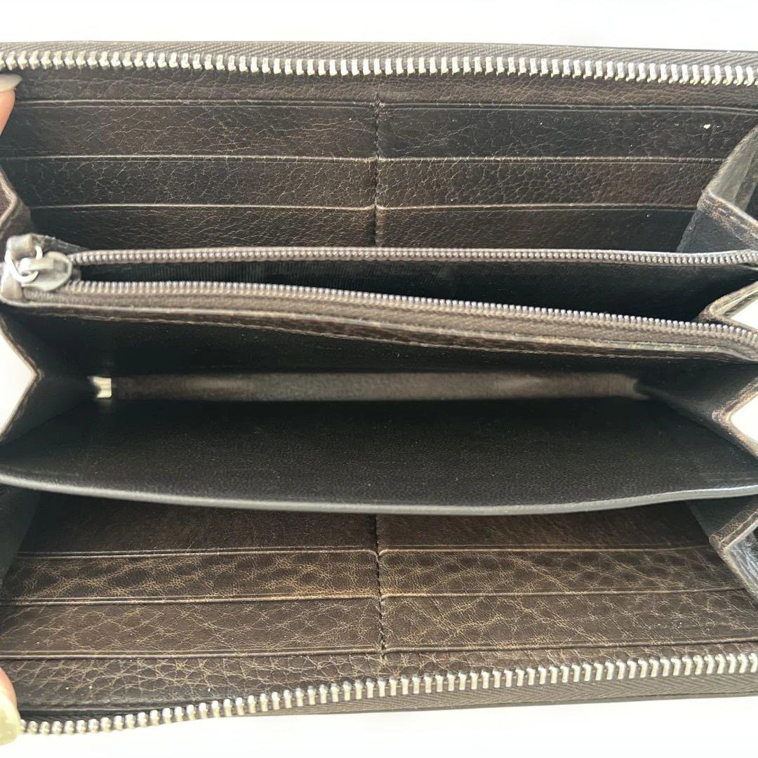 美品　GUCCI ブラウンレザー長財布