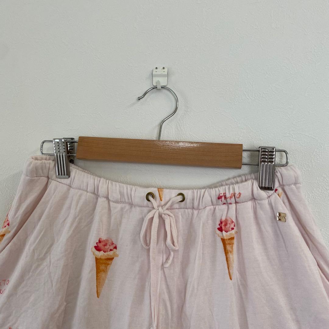 【ジェラートピケ】アイス柄セットアップパジャマ 半袖 ショートパンツ ゴム 薄手