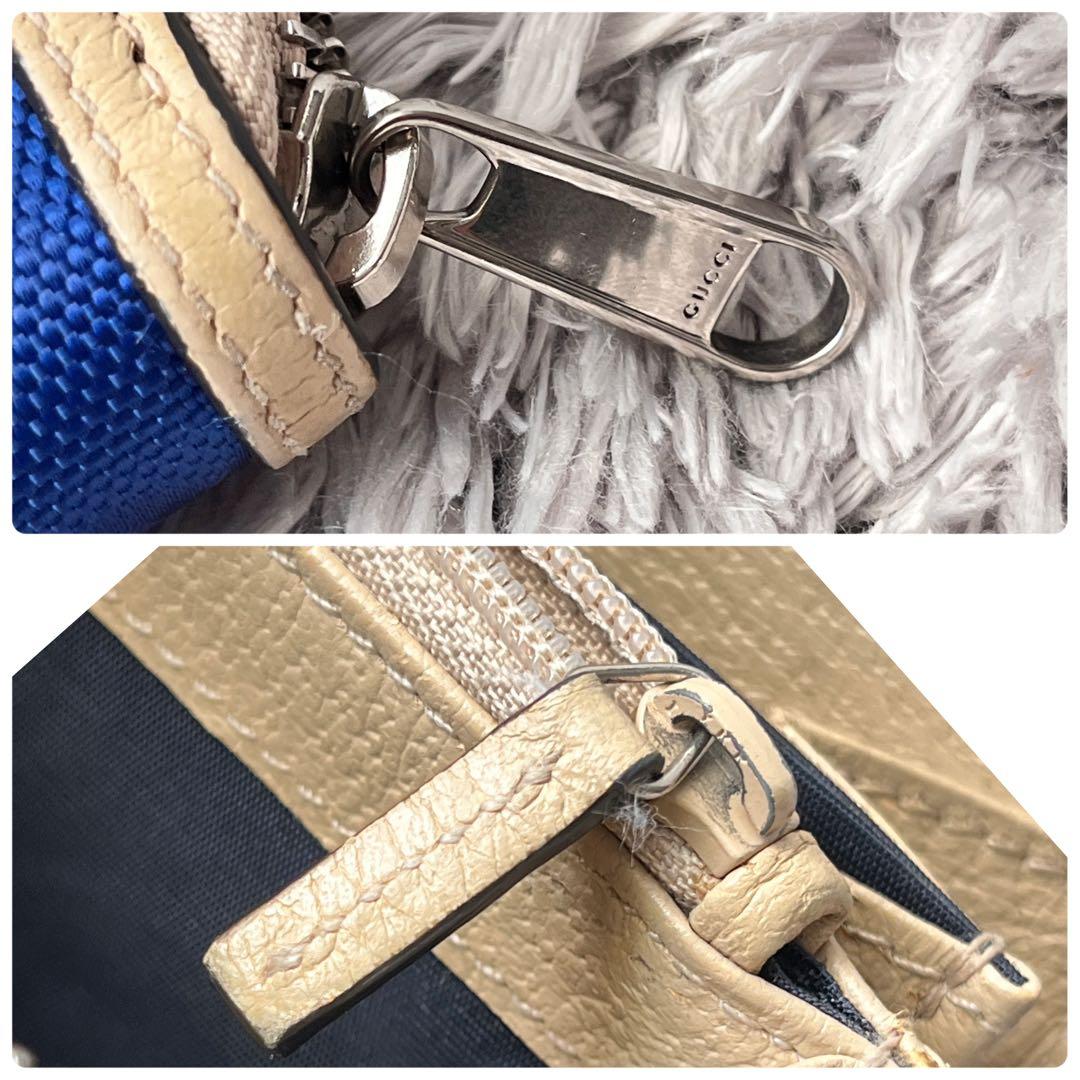 極美品✨GUCCI オフザグリッド　ラウンドファスナー　GG ブルー　長財布