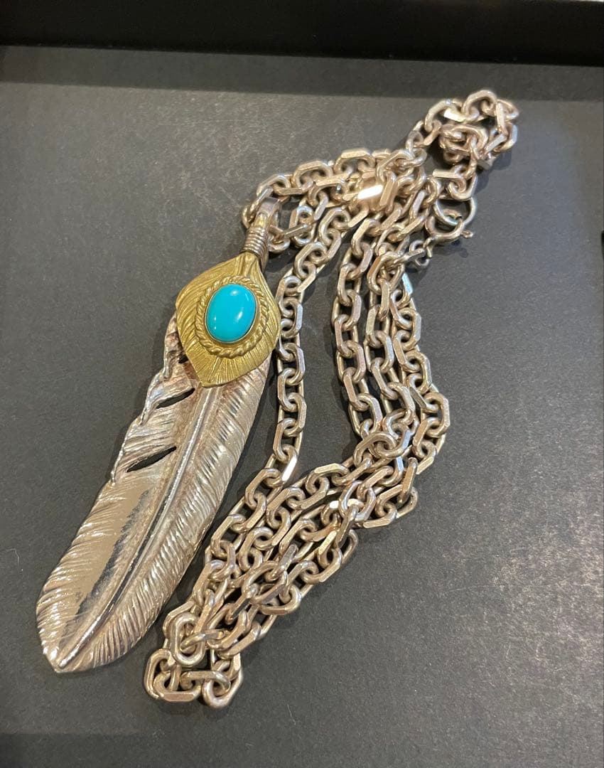 上金金縄ターコイズ特大フェザー　ゴローズ