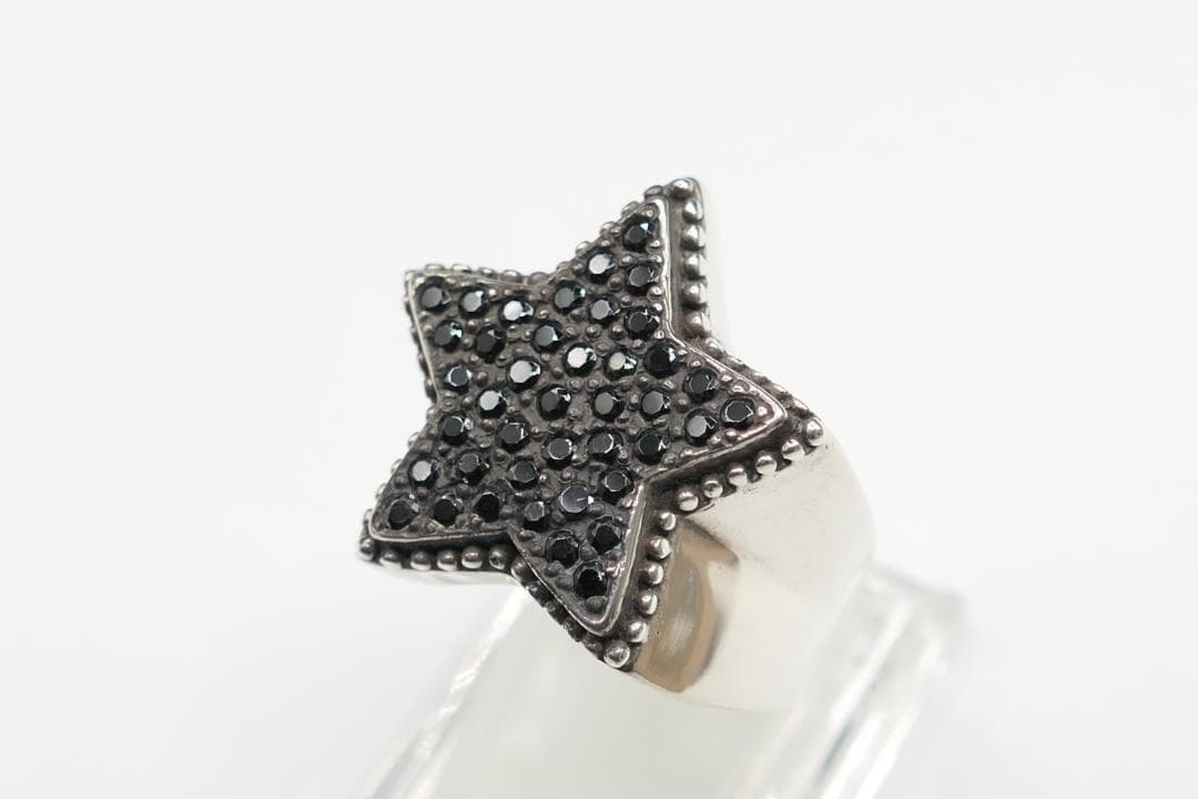 新品　19号　291295オム　スター　リング　ジルコニア　ブラック　指輪