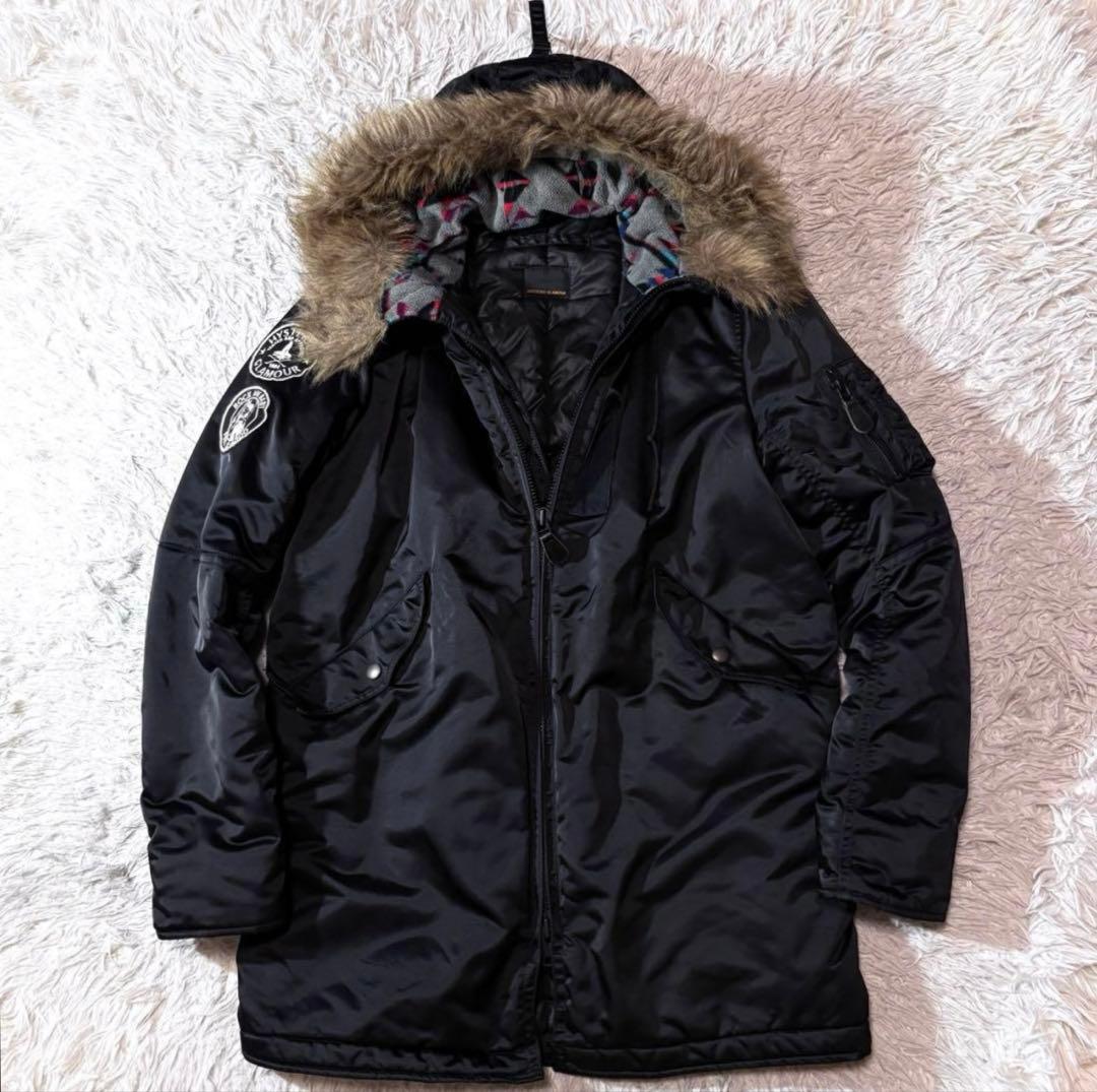 【美品】ヒステリックグラマー　モッズコート　メンズM　ブラック　総柄　ヒスガール