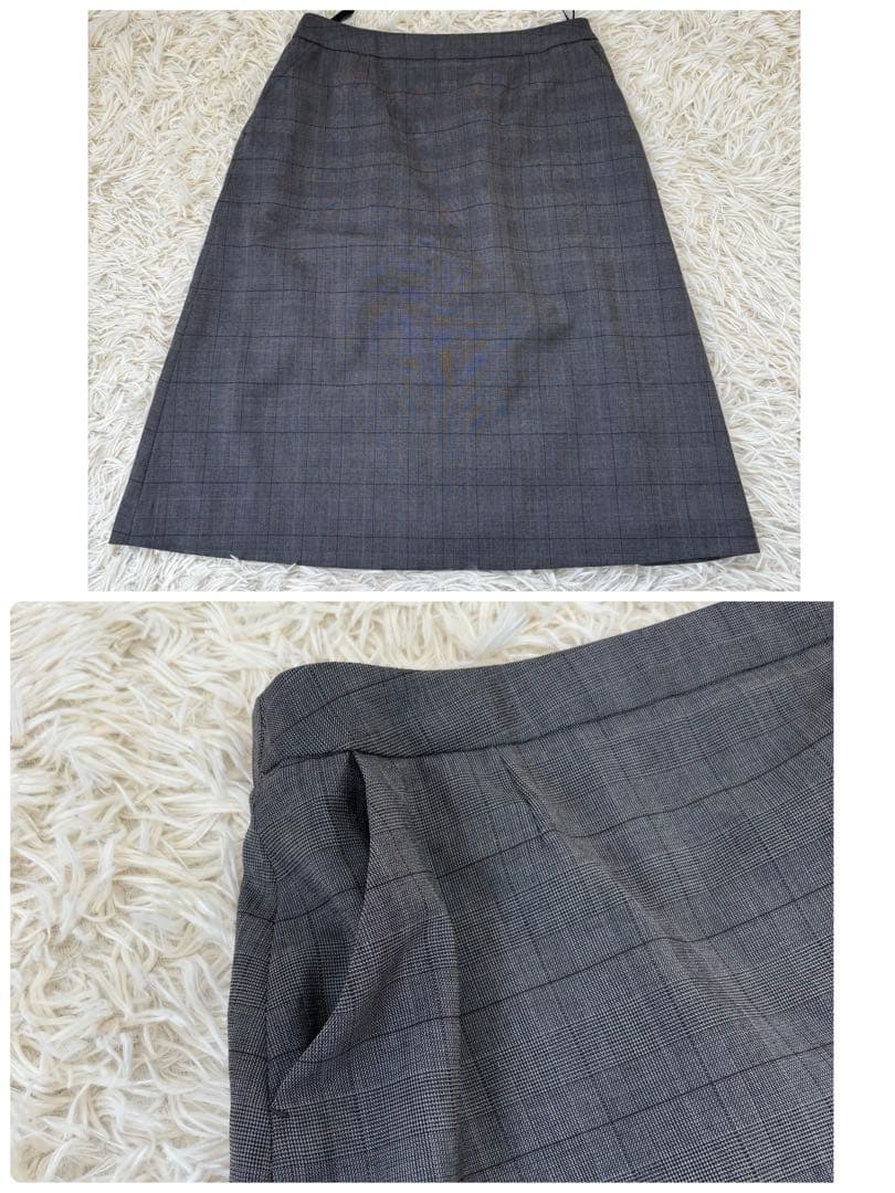 美品　SUIT SELECTスーツ　3点セット　グレーチェック　春夏対応11号