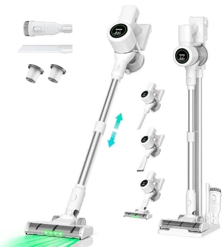 ★自立式コードレス掃除機 軽量 サイクロン式 2WAY LED液晶ディスプレイ