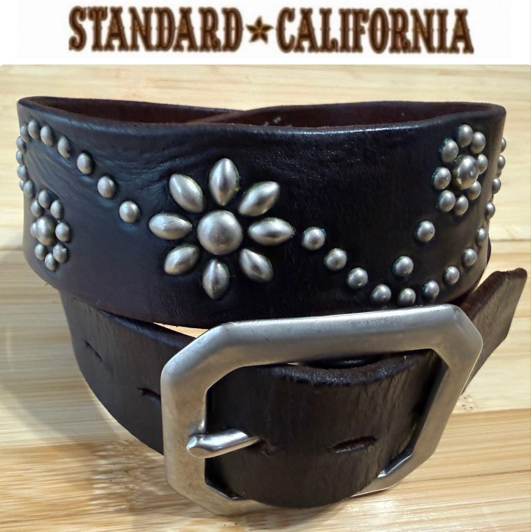 ⭐️HTC⭐️フラワーベルト⭐️ブラック(茶芯)レザー×シルバースタッズ⭐️36インチ