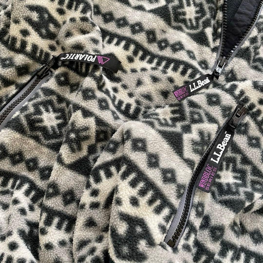 エルエルビーン フリース ハーフジップ ポーラテック プルオーバー 総柄