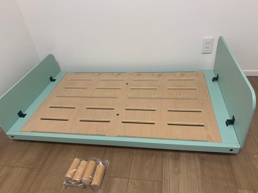 【再組み立て不要•美品】HOPPL ホップル 子ども用ベッド ミントグリーン