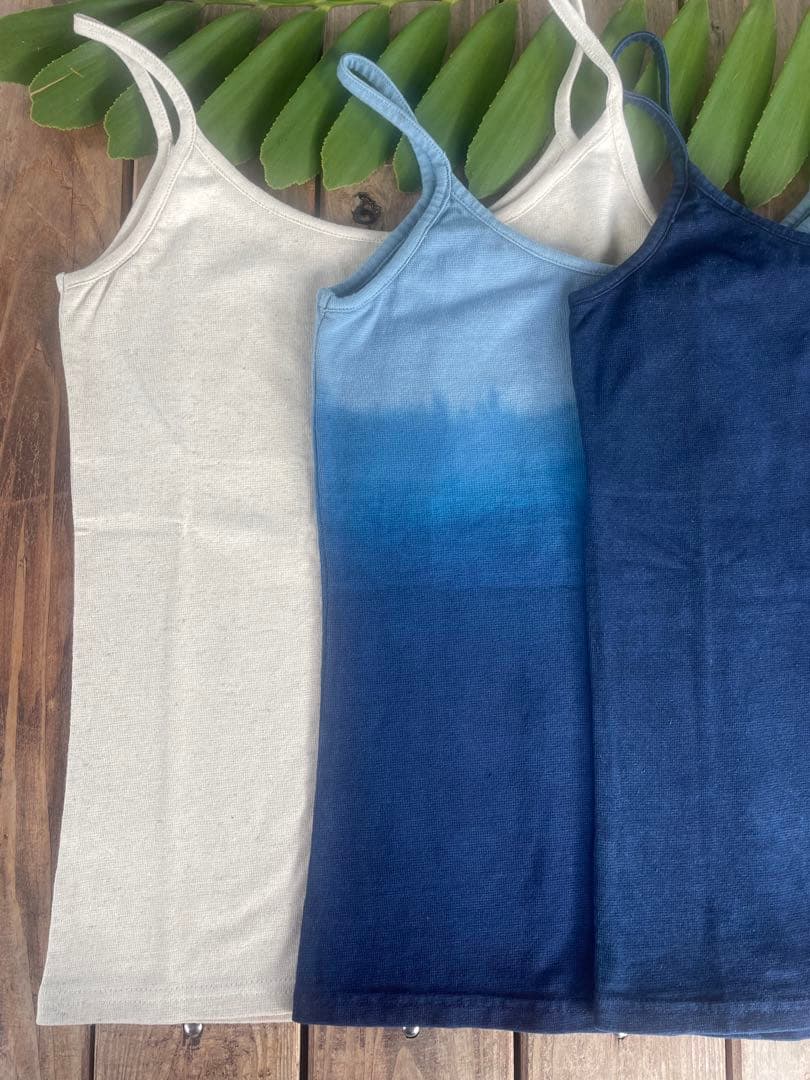 【専用出品】ヘンプコットン　カップイン キャミソール　L 　【藍染】【生成り】
