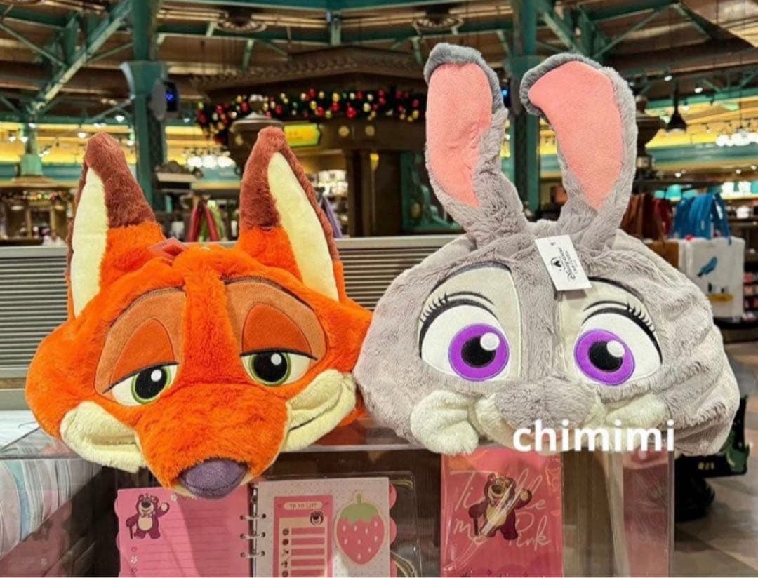 上海ディズニー　ズードピア　ニックとジュディふわふわファンキャップ