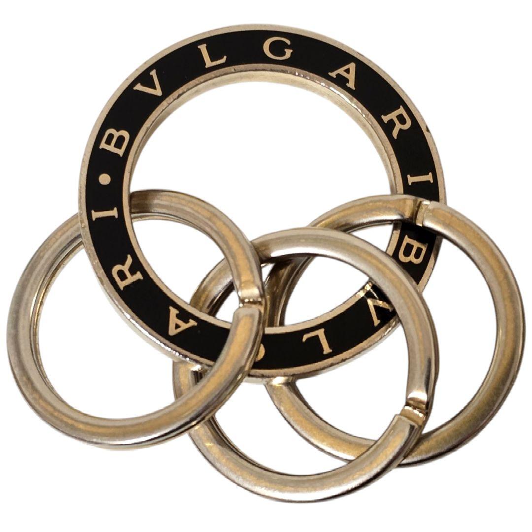 ブルガリ キーリング 現行 3連 イタリア製 メタル 黒 金 35279