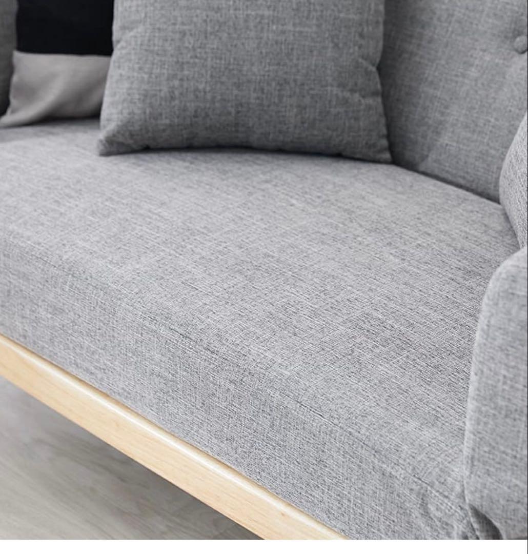 2人掛けソファベッド 天然木脚 ファブリック