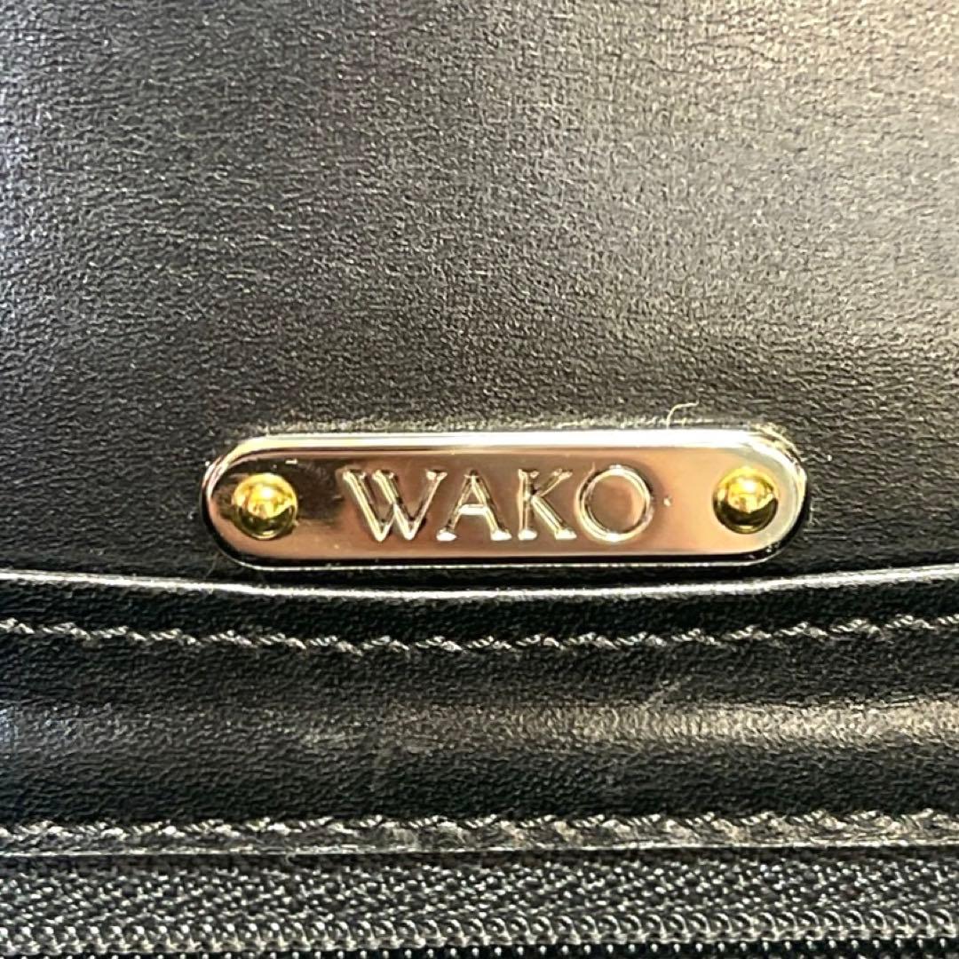 【WAKO】銀座和光 カーフレザー ブラック ゴールド金具 トップハンドルバッグ