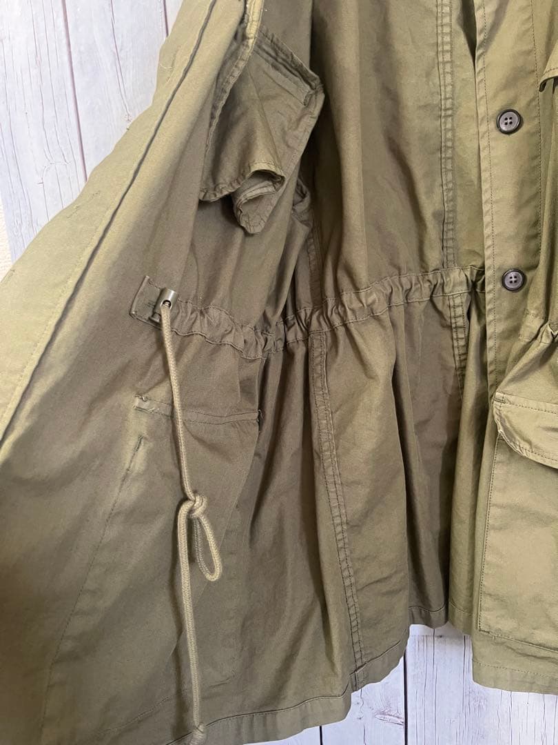 美品 ピュアルセシン ノーカラーミリタリーブルゾン フリー カーキ pual
