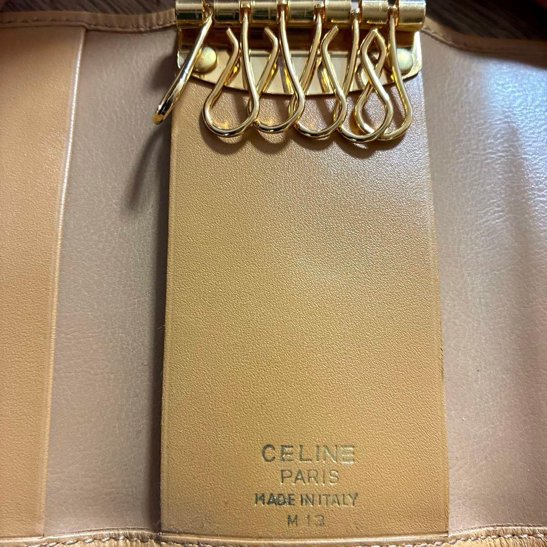 美品 セリーヌ キーケース 6連 マカダム トリオンフ ブラック