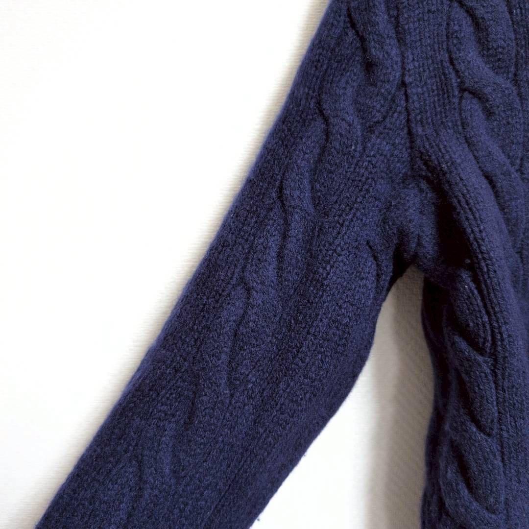 【ポロラルフローレン】ケーブルニットカーディガン　刺繍ロゴ　カシミヤ　ウール