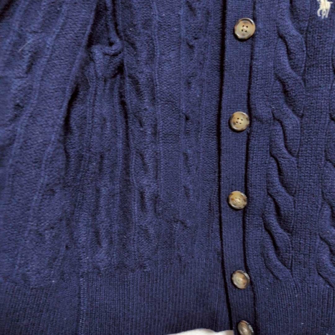 【ポロラルフローレン】ケーブルニットカーディガン　刺繍ロゴ　カシミヤ　ウール