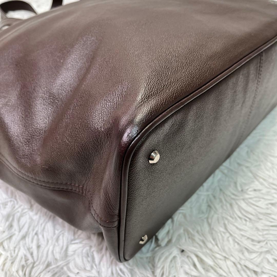 良品✨ポーター リンク メンズ レザー トートバッグ 大容量　A4収納 ブラウン