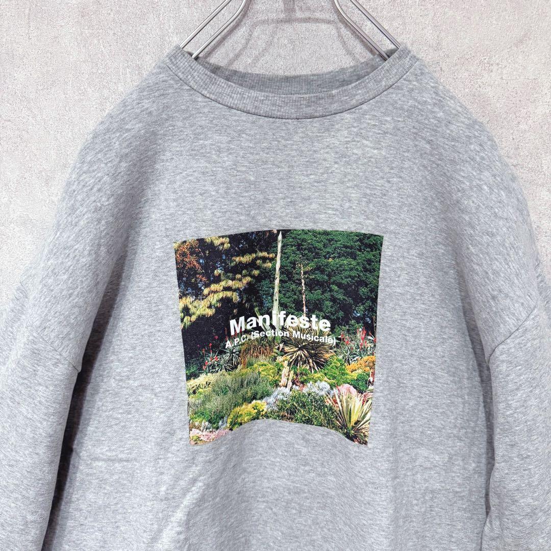 極美品★A.P.C スウェット　裏起毛　フォトプリント　トレーナー　グレー