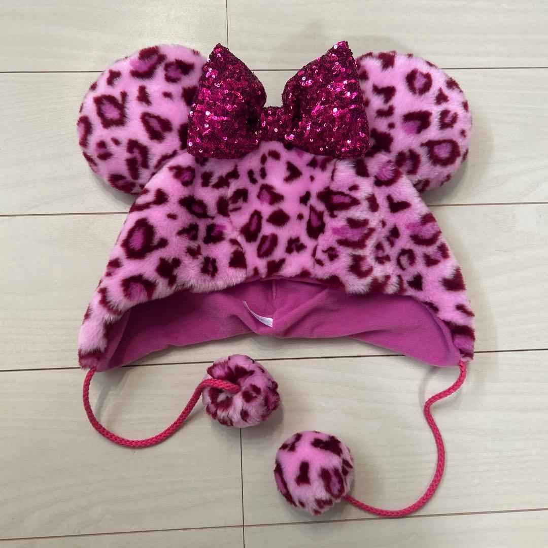 ミニー　ヒョウ柄ファンキャップ　ピンク