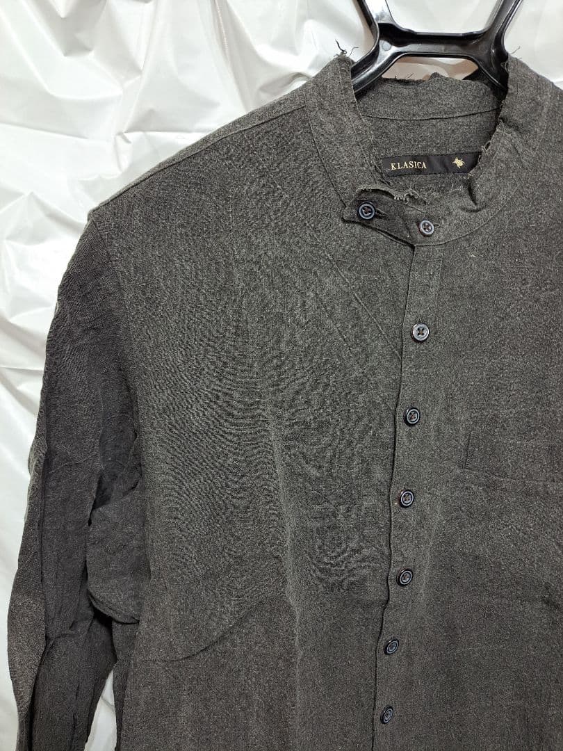 未使用　KLASICA　リネンシャツ　長袖　チャコールグレー
