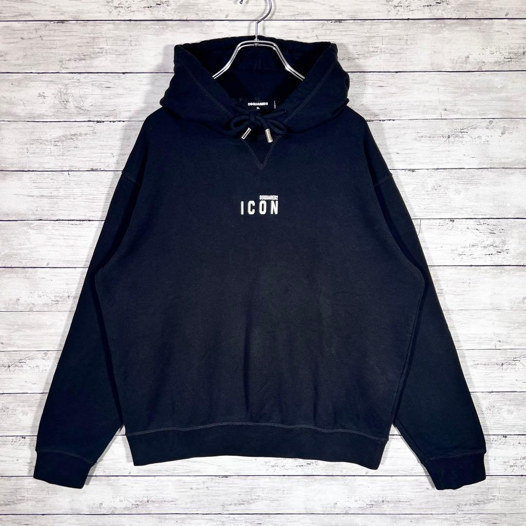 『希少サイズ』　ディースクエアード パーカー　ICON 大人気　黒　【XL】