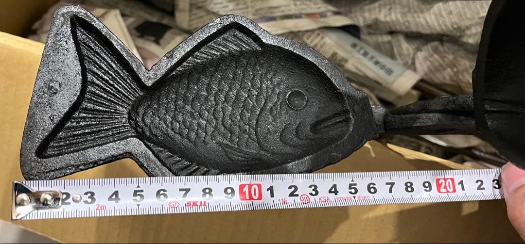 【希少・一丁焼き】鋳鉄製 たい焼き器 天然物　天然もの