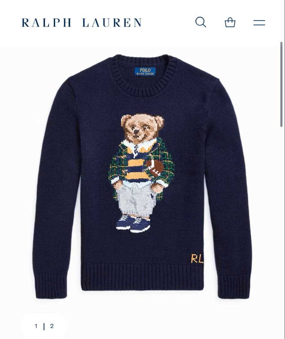 現行タグ✨ポロラルフローレン　ポロベアニット　ボーイズL レディースM相当